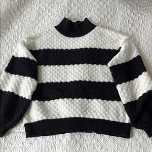 Nine West Black and White Cowl Neck Sweater